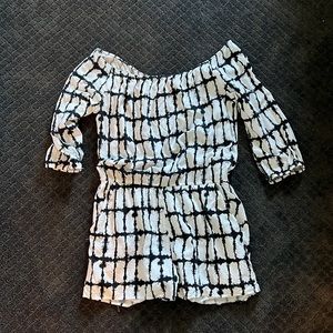 Bar III (Macys) off-shoulder black white romper